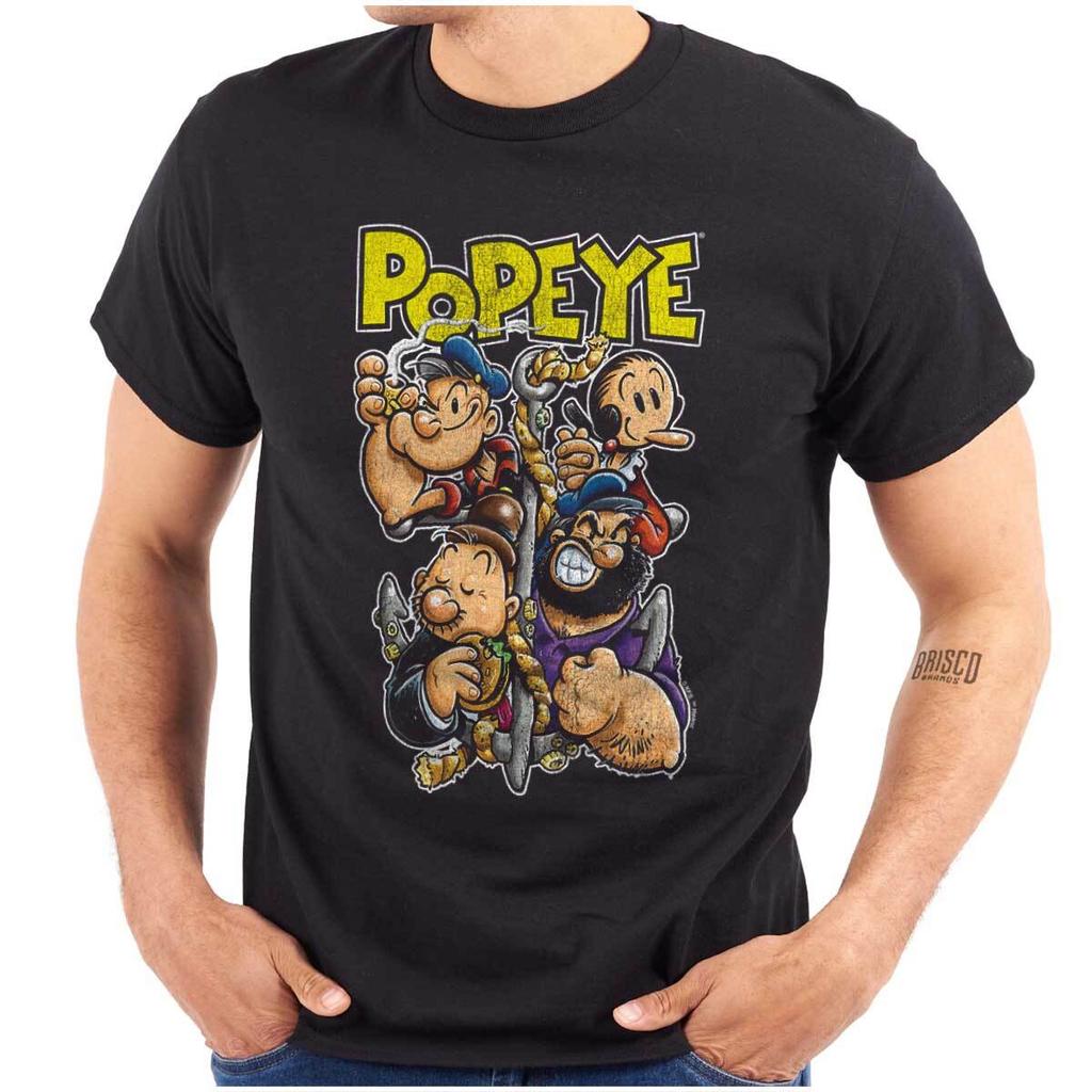 Cool Popeye Olive Oyl Wimpy Bluto Anchor Womens or Mens Crewneck T Shirt Tee