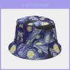 Sun Protection Fisherman Hat With Starry Night Oil Print Design For Outdoor Sunshade In Summer And Spring