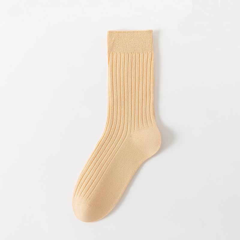 Female Spring and Autumn Pure Color All Build Loose Mouth In The Tube Pile Pile Cotton Socks