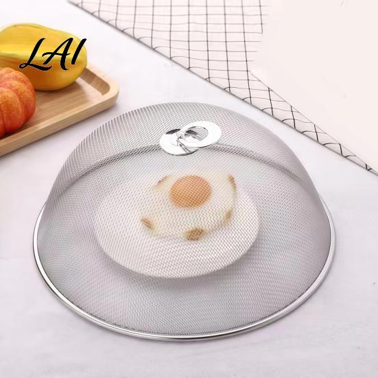 Portable Food Tent with Handle for Camping Stainless Steel Mesh Cover Handle Round Breathable Hot Dishes Protector Durable Guard And Fruit Platters