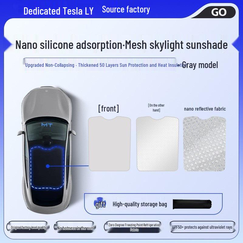 Tesla Model Y Sunroof Electrostatic Sunshade: Sun Protection & Heat Insulation for Panoramic Roofs