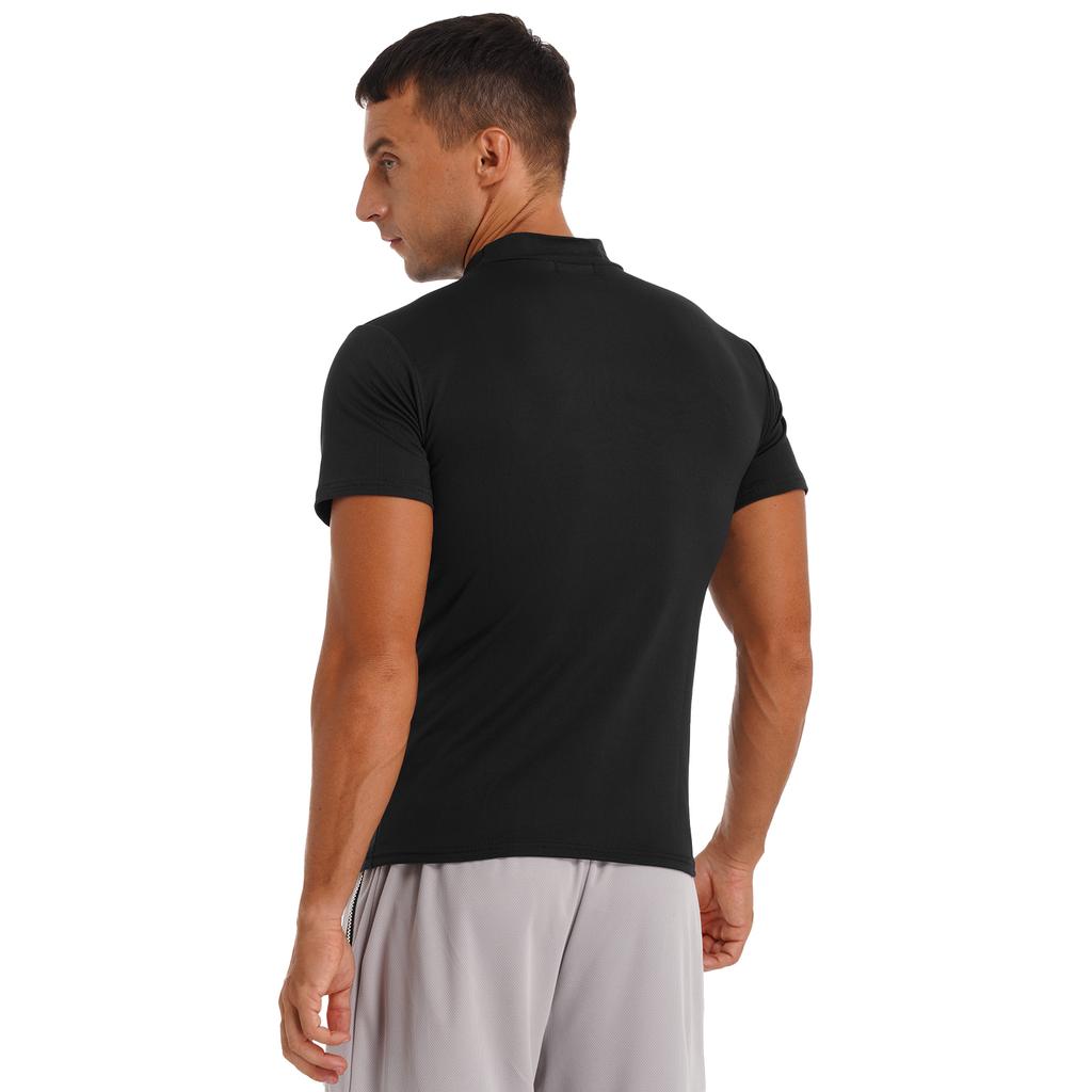 Mens Mock Neck Short Sleeve T Shirt Casual Solid Color Slim Fit Basic Top Comfortable Undershirt Tee