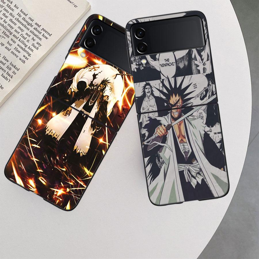 BLEACH Zaraki Kenpachi Phone Case For Samsung Z Flip 7 6 5G Galaxy Z Flip 5 4 3 Black Hard Cell Cover Luxury PC Shell Coque