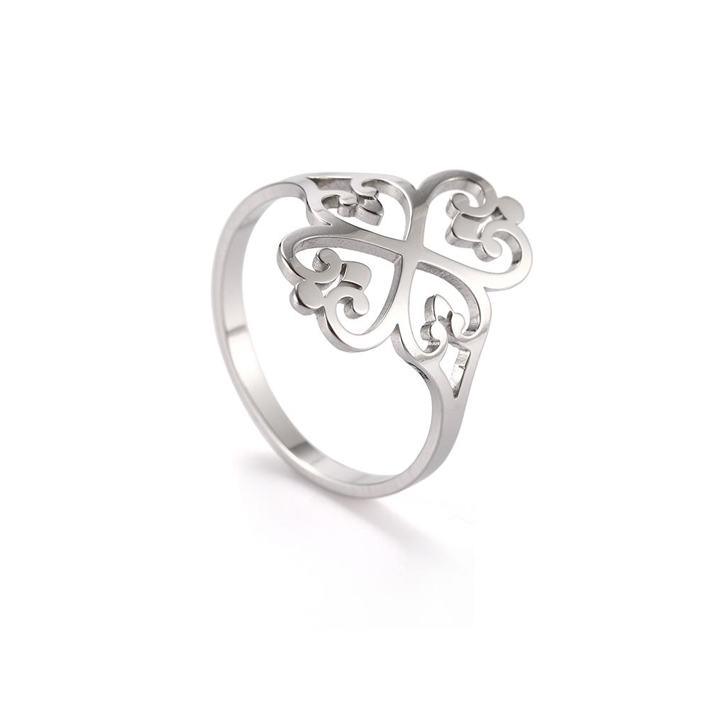 Cazador Vintage Flower Filigree Ring Women Gold Color Stainless Steel Finger Rings Jewelry Anniversary Birthday Mother Gift