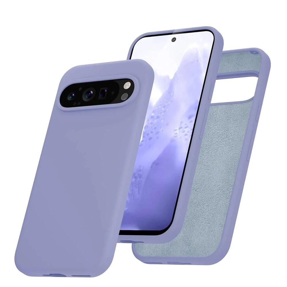 Měkké matné pouzdro z tekutého silikonu pro Google Pixel 9 Pro XL 8 7 6 8A 7A 6A A Jednobarevné pouzdro s pocitem kůže, nárazuvzdorné, ultratenké
