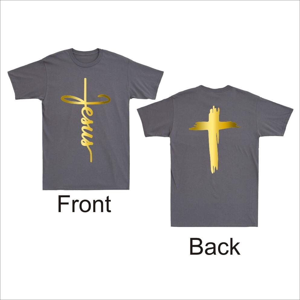 Jesus God Lover Christian Cross Faith Religious Front Back Print Unisexs Tshirt
