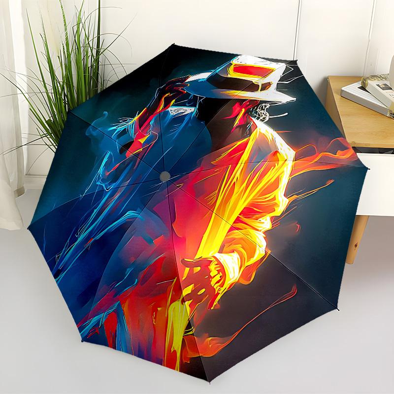 1pc Michael Jackson Automatic Folding Umbrella, Portable Collapsible Design, Casual Outdoor Accessory L1202019