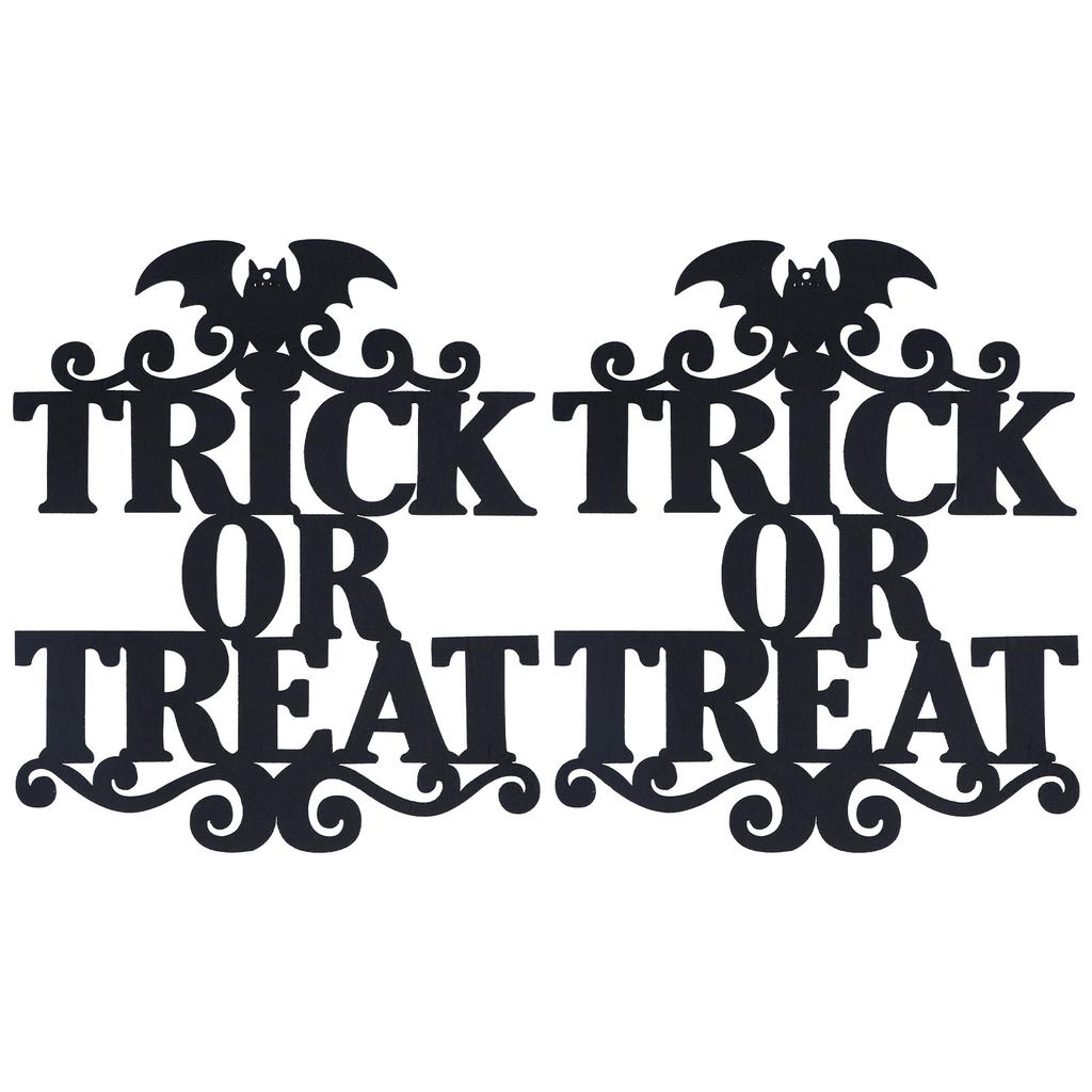 2Set Non Woven Fabric Halloween Hanging Sign Trick Or Treat Hanger for Front Door Party