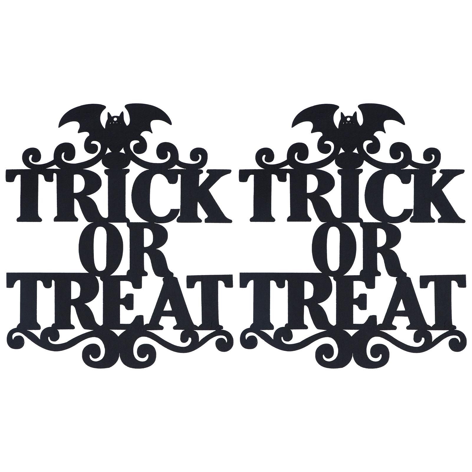 

2Set Non Woven Fabric Halloween Hanging Sign Trick Or Treat Hanger for Front Door Party
