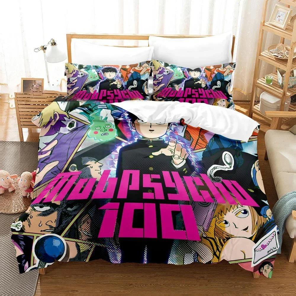 3D Printed Mob Psycho 10 Beding Set Anime Kageyama Shigeo Soft Duvet Cover Double Twin Ful Quen King Adult People Children Kids Comfortable Quilt