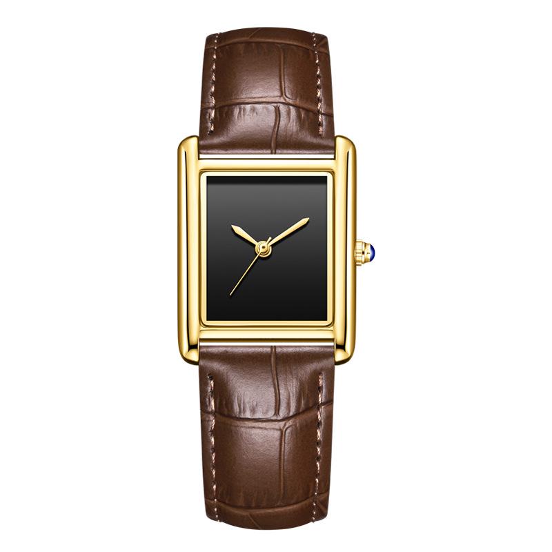 Leather Strap Square Quartz Couple Watches: Waterproof, Simple, Fashionable Design for Men and Women