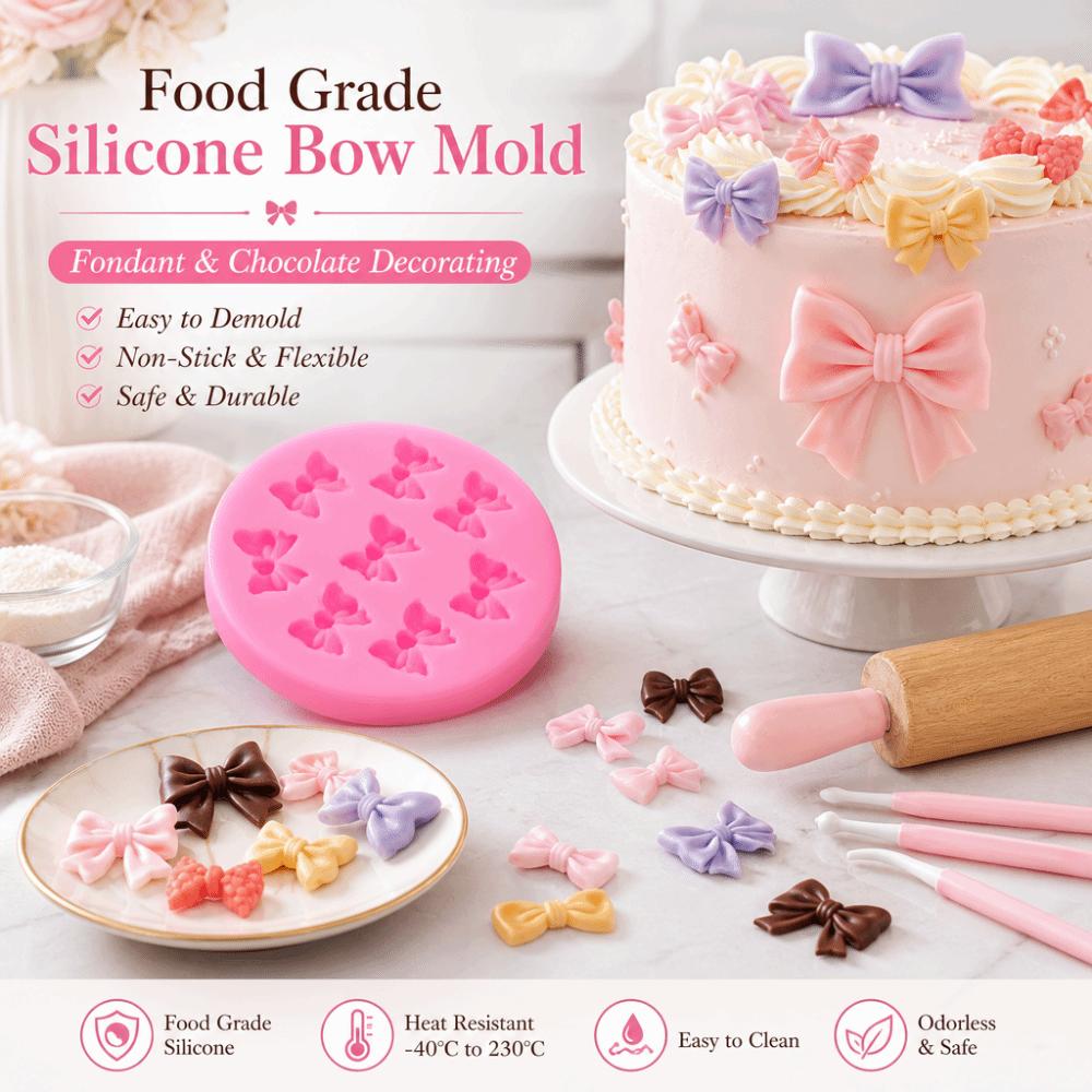 Bowknot Cake Pop Accessories DIY Chocolate Candy Baking Mold Silicone Fondant Molds  Kitchen