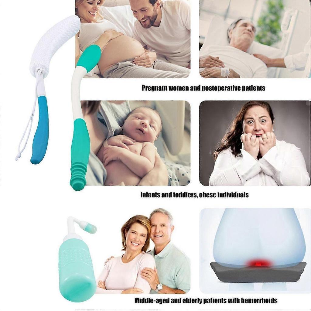 Sada koupelových pomůcek pro poporodní zotavení a péči o seniory 3 plastové nástroje Dlouhá rukojeť Kartáč na tělo Čistič perinea Bezohybné podložky