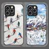 Oil Painting Art Snow Scenery Skiing Tempered Glass Phone Case for IPhone 17 16 Pro Max 15 14 13 12 11 Mini XS XR 7 8 Plus Cover