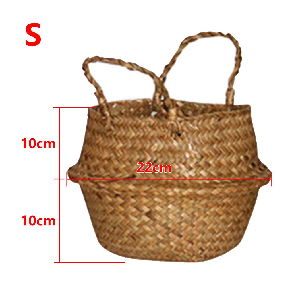 Seaweed Woven Flower Basket Woven Belly Basket Woven Basket Storage Basin Belly Basket Storage Flower Pot Basket
