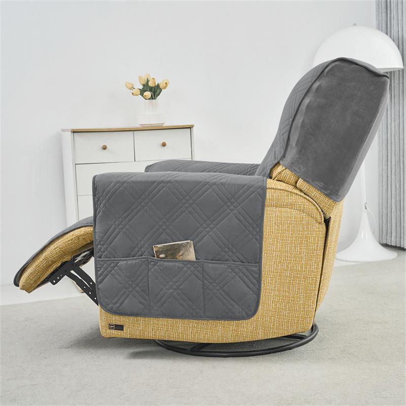 1Seater Recliner Cover Solid Color Quilted Armchair Slipcover Anti-Wear Pet Kids Accent Couch Cushion Living Room Hotel Home