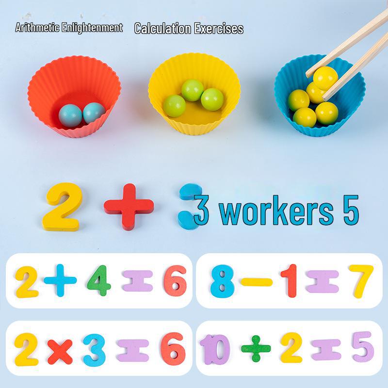 Wooden Bead Counting Game: Educational Toy for Learning Colors, Numbers, and Enhancing Cognitive Skills in Children.