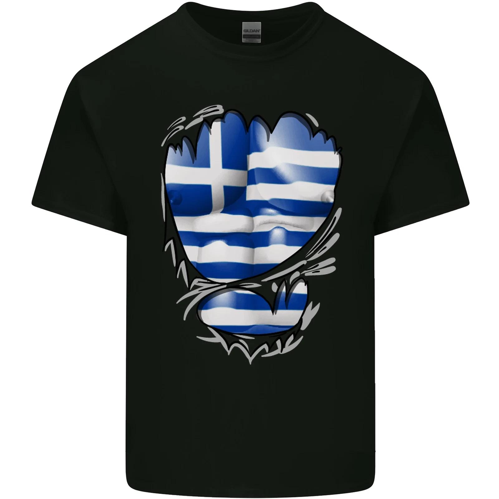 Gym The Greek Flag Ripped Muscles Greece Kids T-Shirt Childrens S