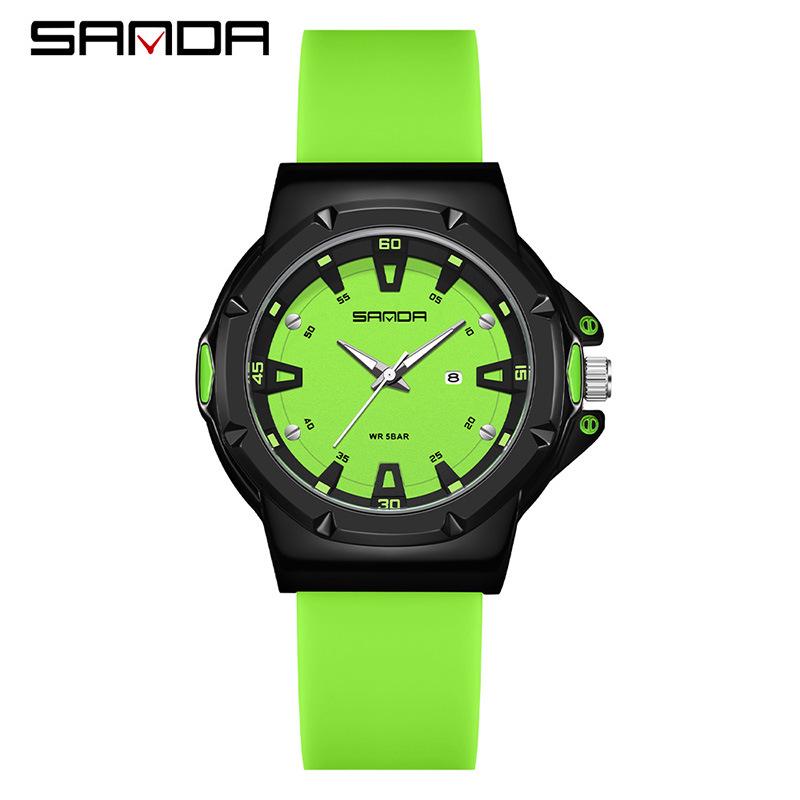 SANDA Quartz Watch: Stylish Casual Watch for Students with Calendar Feature. темно-зеленого