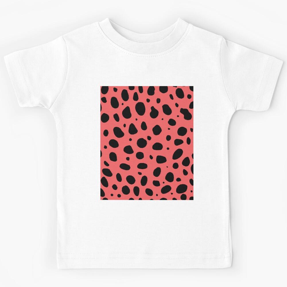 Coral and Black Cheetah Print Animal Print Kids T-Shirt 120