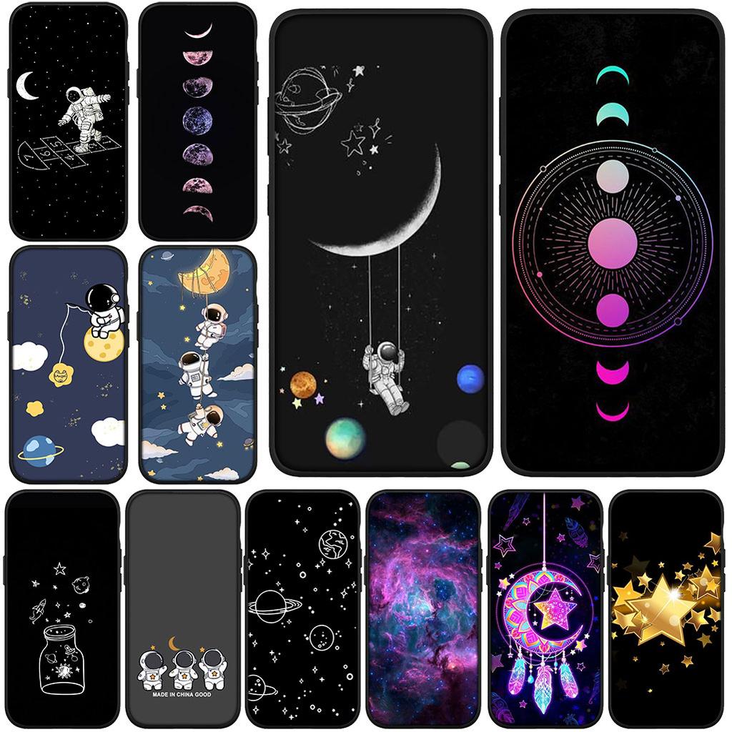 Hülle Mond Cartoon Himmel Astronaut Sterne für Samsung Galaxy S22 S21 S20 Fe Ultra S9 Plus + A13 A22 M21 M31 M55 M15 Handyhülle