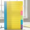 Tabbed Index Divider Sticky Notes, 60 Lined Self-Adhesive Notes, Neon Colors For Office School