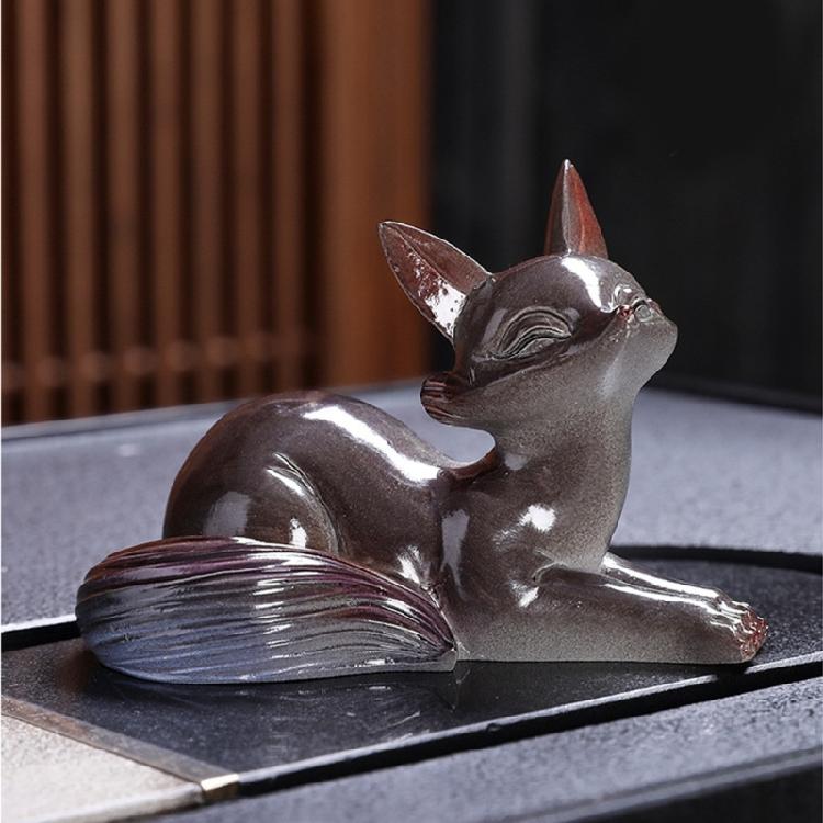 Color Transforming Teas Ceremony Accessory Foxes Figurine High Quality Resin Teas Table Decors Surprise Gift Choice