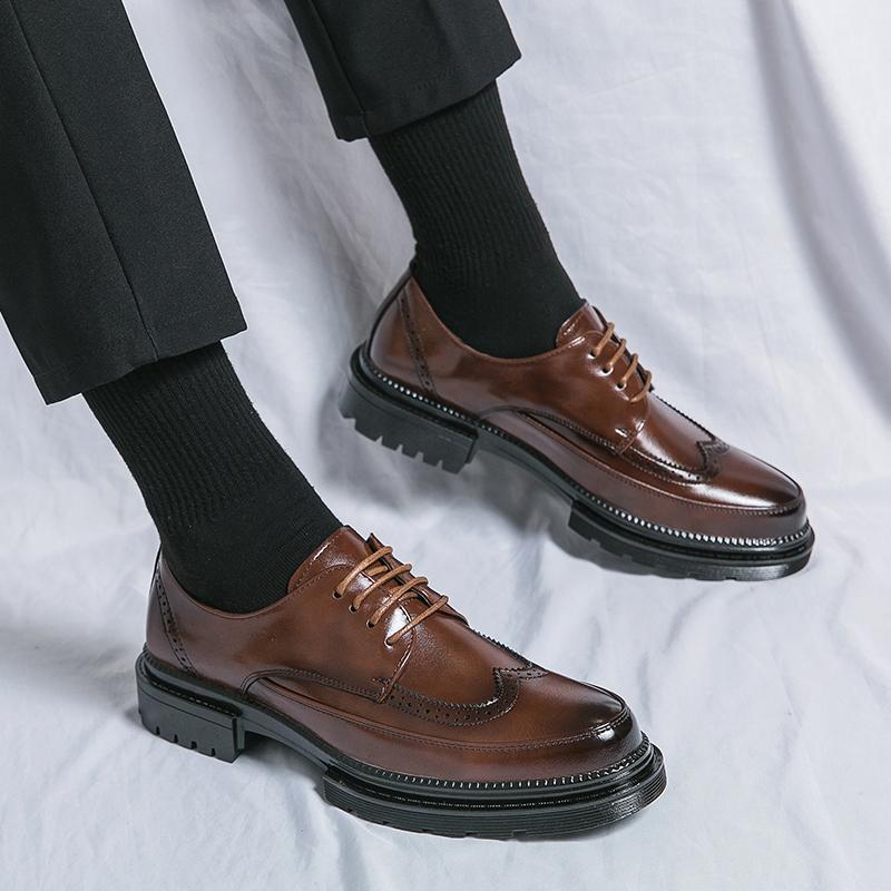 Brogue Leather Shoes Luxury Busniess Shoes Men Formal Dress Oxfords Office Shoes Gentleman Dinner Shoes Schoenen Heren