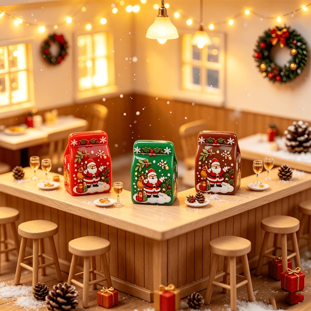 8Pc Christmas Mini Ornament Set: Crystal Balls, Gift Boxes, Tree & Elk. Perfect for Micro Scenes, Home, Car & Desk Decor.