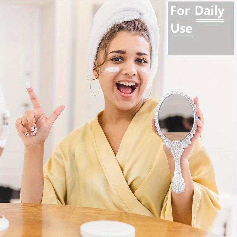 60pcs Retro Handheld Mirrors Bulk Makeup Mirror Embossed Flowers Decorative for Home Salons Travel Wedding Princess Party Favors