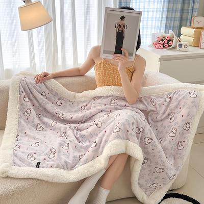 Cartoon Rabbit Thick Throw Blanket Children Adult Bedroom Warm Soft Blanket Plant Pattern Design Living Room Decorative Blankets