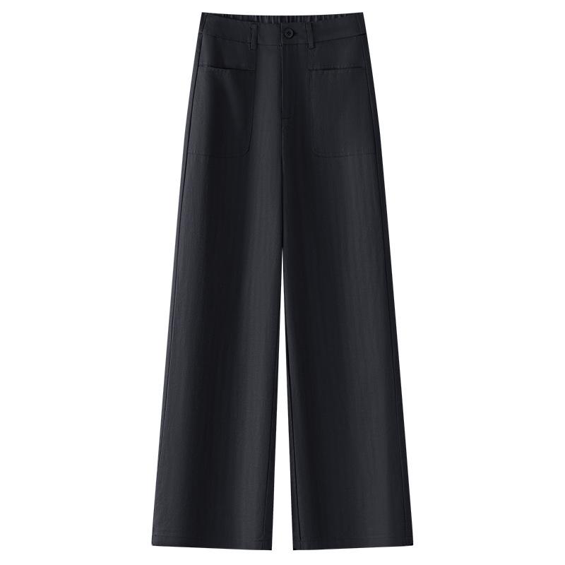Women's Wide-Leg Brown Cotton Linen Pants - Summer 2025 Collection: Thin, Loose, Casual, Straight-Leg Trousers for Petite Sizes