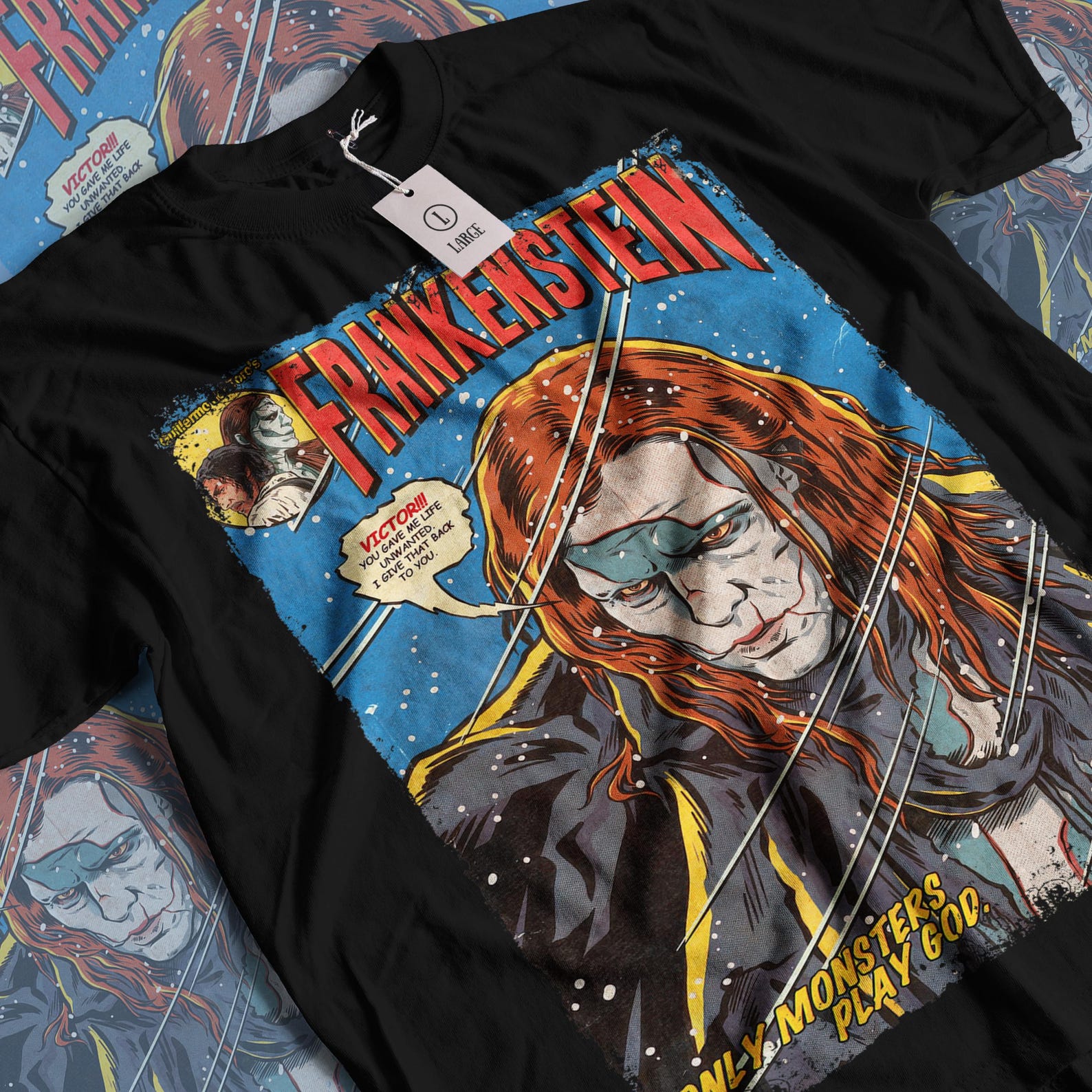 Guillermo Del Toro Frankenstein Comic T-Shirt: Vintage Horror Movie Graphic Tee 3XL
