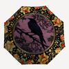 Crow, FloralThemed Automatic Opening and Closing Umbrella 8 Ribs, Suitable for Leisure and Going Out, Outdoor Accessory, Gothic Style, Fas