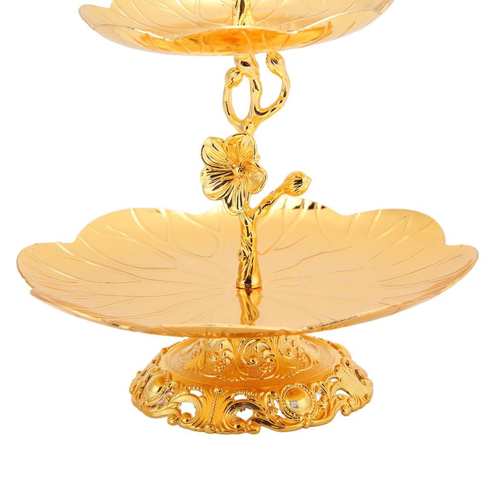 7PCS Metal Gold Cake Stand European Two Tiered Tray 2 Layer Cupcake Stand Home Kitchen Use