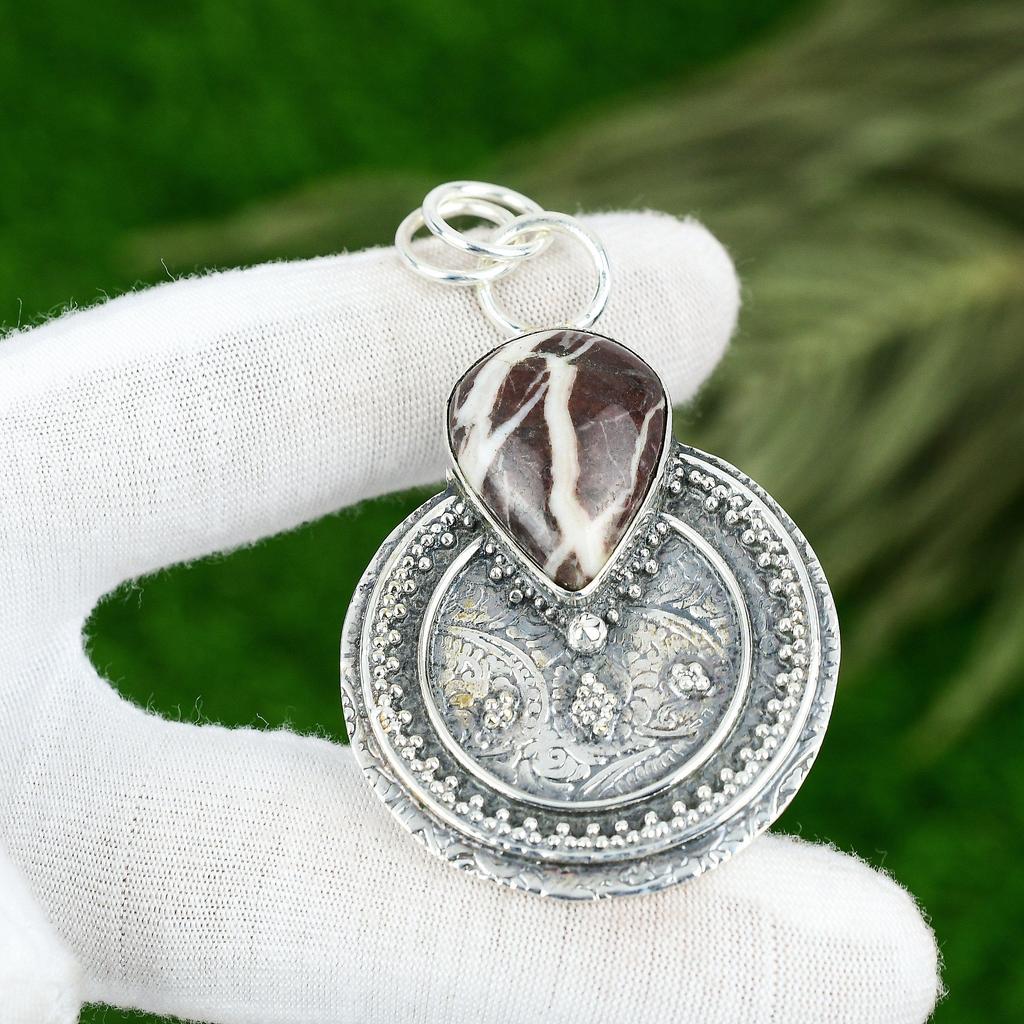 Memorial Day Sale 925 Silver Coconut Jasper Gemstone Artisan Bezel Wife Pendant