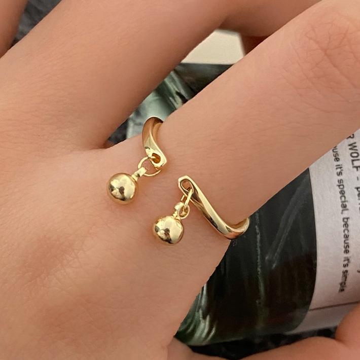 PONYKISS Minimalistický kulatý korálkový přívěsek prsten ze sterlingového stříbra pro ženy Trendy nastavitelný jemný osobní doplňky