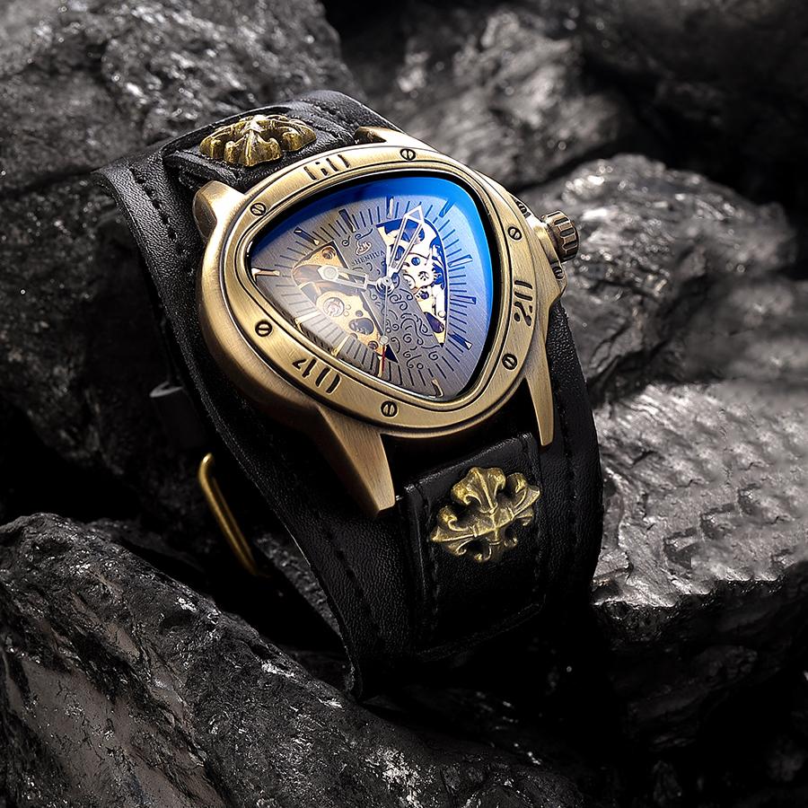 Fashionable Men's Watch Triangle Hollowed Out Luminous Fully Automatic Mechanical Movement Mechanical Watches Reloj Automático