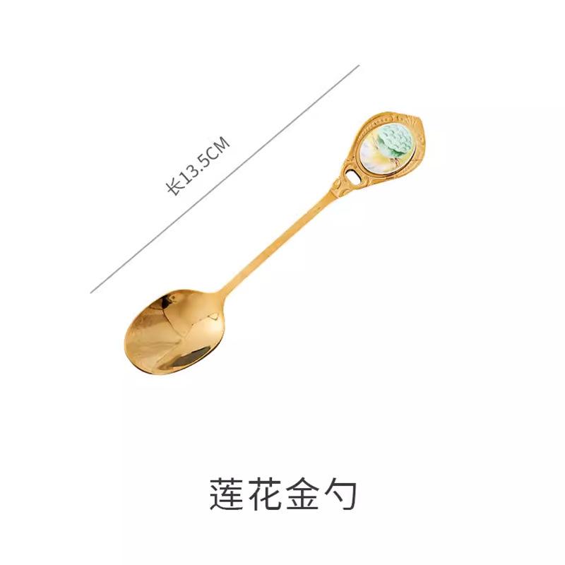 English Afternoon Tea Coffee Cup Small Spoon Golden Stir Small Luxury Dessert Spoon Fork Cake Dim Sum Fork