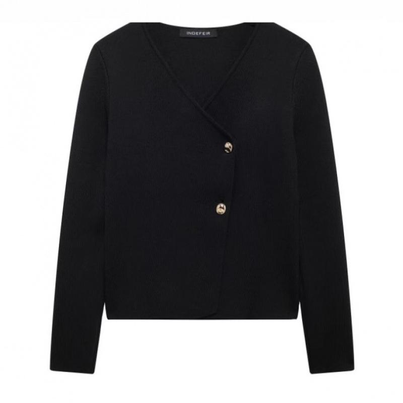 Asymmetrical Button Knit Cardigan: Trendy European and American Women's Fashion.