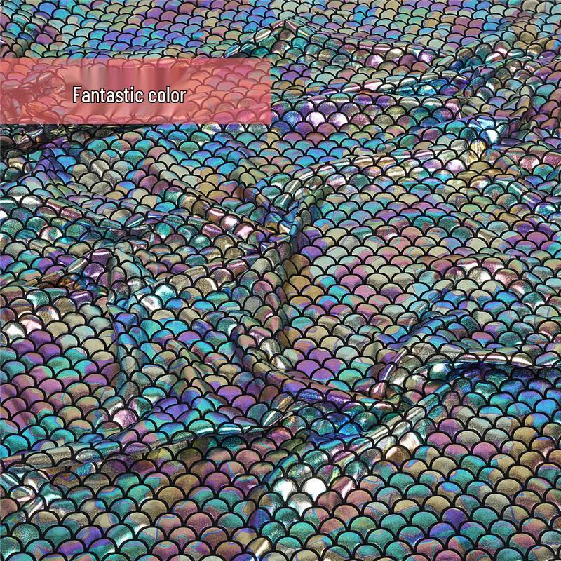 Laser Fish Scale Spandex Fabric for Mermaid Costumes and Stage Decorations