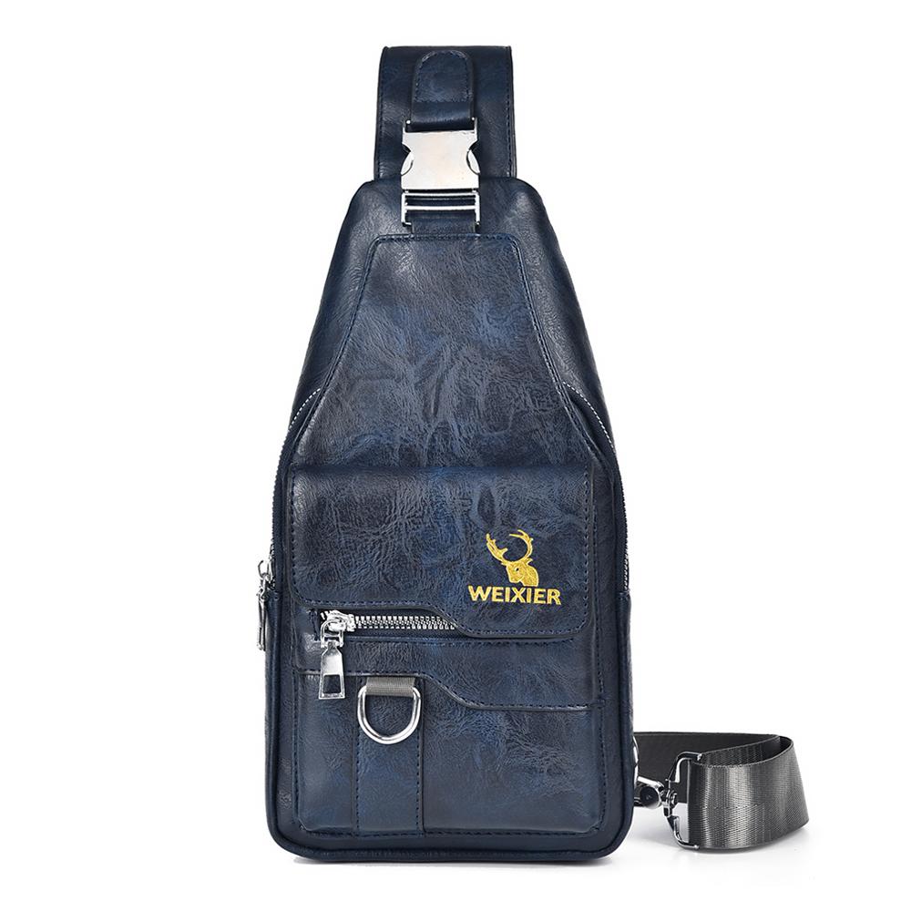 

WEIXIER Сумка-слинг для женщин и мужчин, кожаная сумка через плечо, рюкзак через плечо, дорожная сумка синий