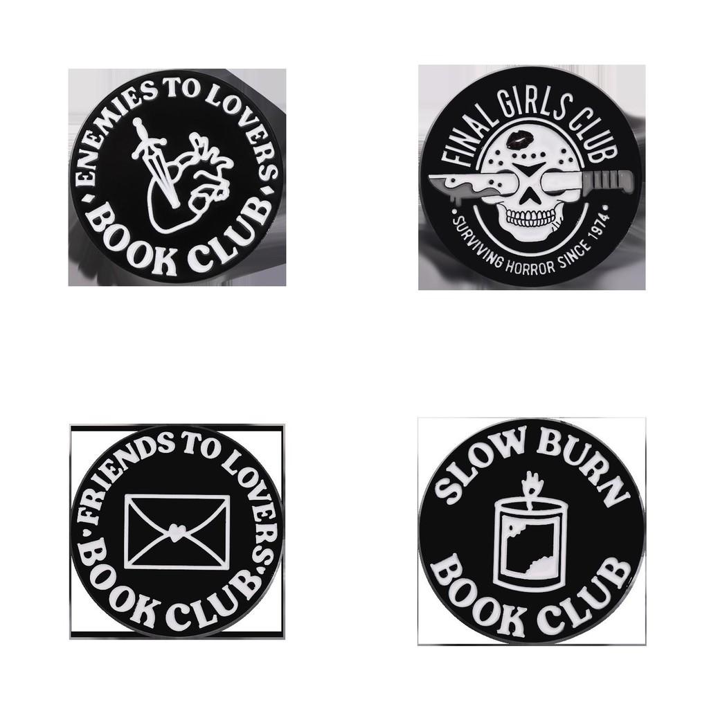 Creative Black Round Badge Unique Letter Design Punk Style Brooch Pin For Fashion Lovers