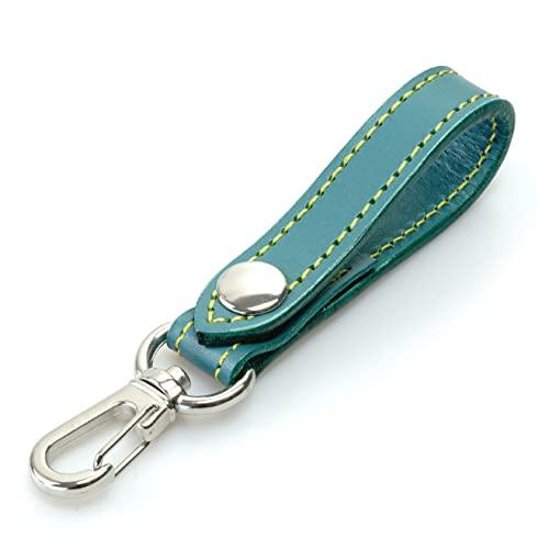 

[Kawachaya] Leather belt strap for smart key case, car, motorcycle (leather: turquoise, thread: yellow)