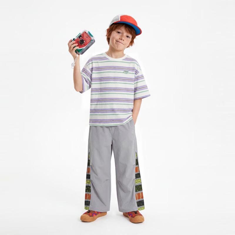 MQD Boys' Antibacterial Striped Casual Short Sleeve T-Shirt