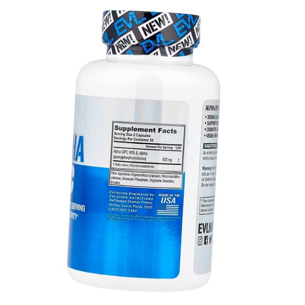 Альфа-глицерилфосфорилхолин, Alpha GPC, Evlution Nutrition  60вегкапс (72385007)
