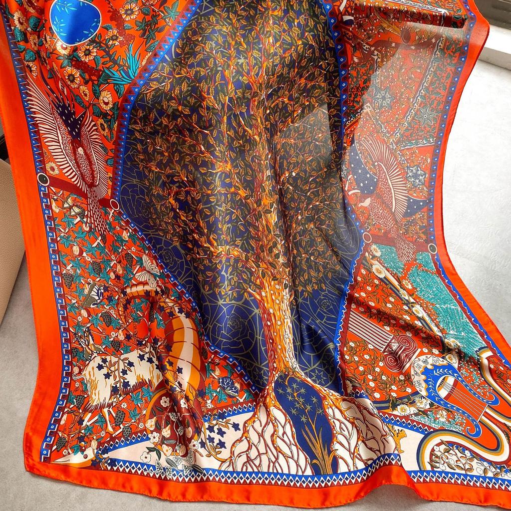 Wysokiej jakości luksusowe jedwabne szale z pałąkiem na głowę szaliki szalik dla kobiet łańcuszek jedwabny szal damski dekoracyjny szal