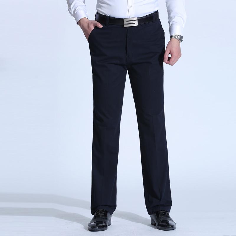 Spring and Summer New Half Polyester Half Cotton Middle-aged Men's Casual Trousers Loose Straight Business Men's Trousers