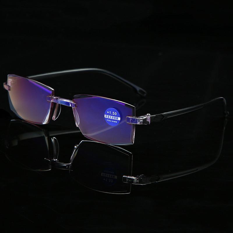 Men Square Rimless Reading Glasses Women Anti Blue Light Blocking Frameless Presbyopic Glasses Frame Diopters +1.0 1.5 2 2.5