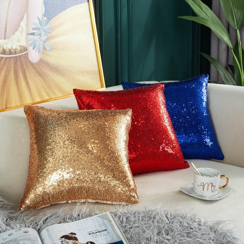 1Pcs Glitter Solid Color Gradient Pillow Cover Living Room Bedroom Sofa Cushion Cover Spring Festival Home Decor Pillow Case